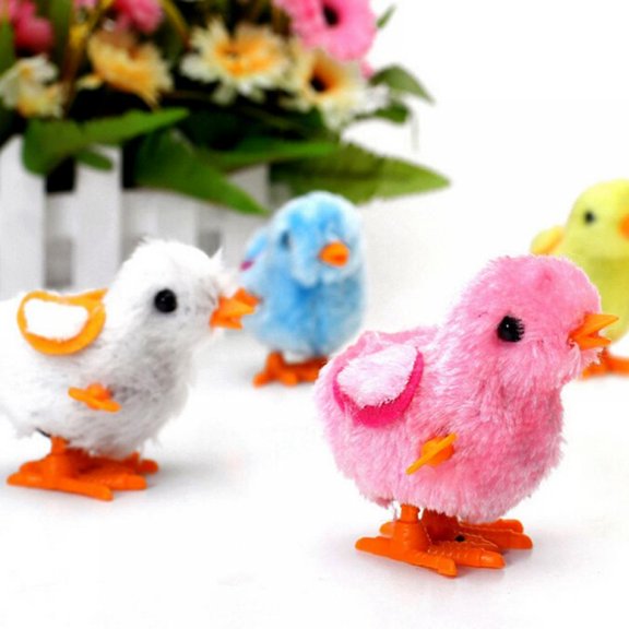 AJZIOJIRO 5Pack Wind-Up Chicken, Fluffy Jumping Walking Chicks Novelty Toys for Kids Party Favors