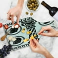 thumbnail image 4 of Retro Cutting Board, Patterned Circular Frames with Antique Accessories Spartan Classic Costume, Decorative Tempered Glass Cutting and Serving Board, Wine Bottle Shape, Black and White, by Ambesonne, 4 of 5