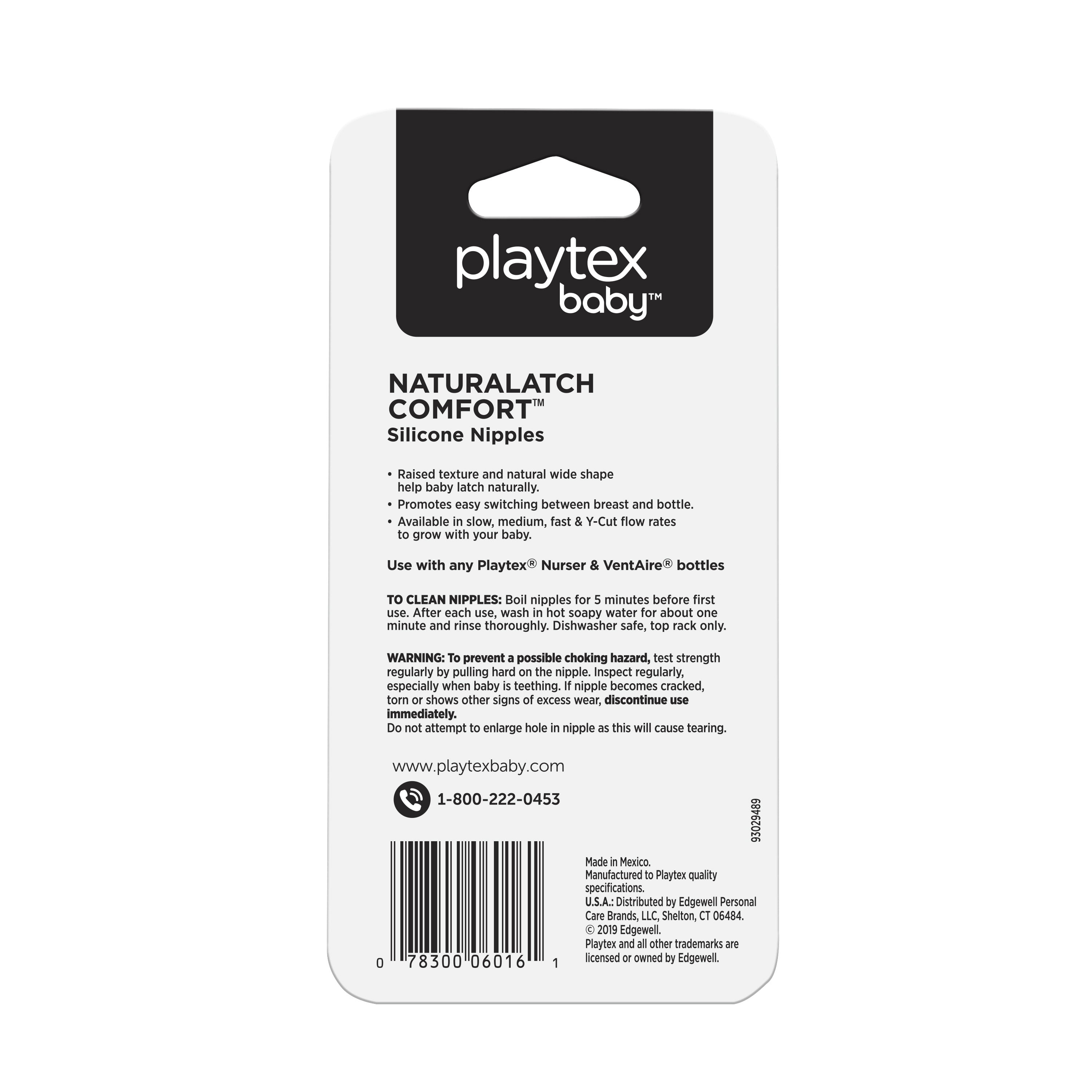 Playtex MEDIUM FLOW 2pk Silicone Nipples Various Shapes 3M NIP BPA Free 