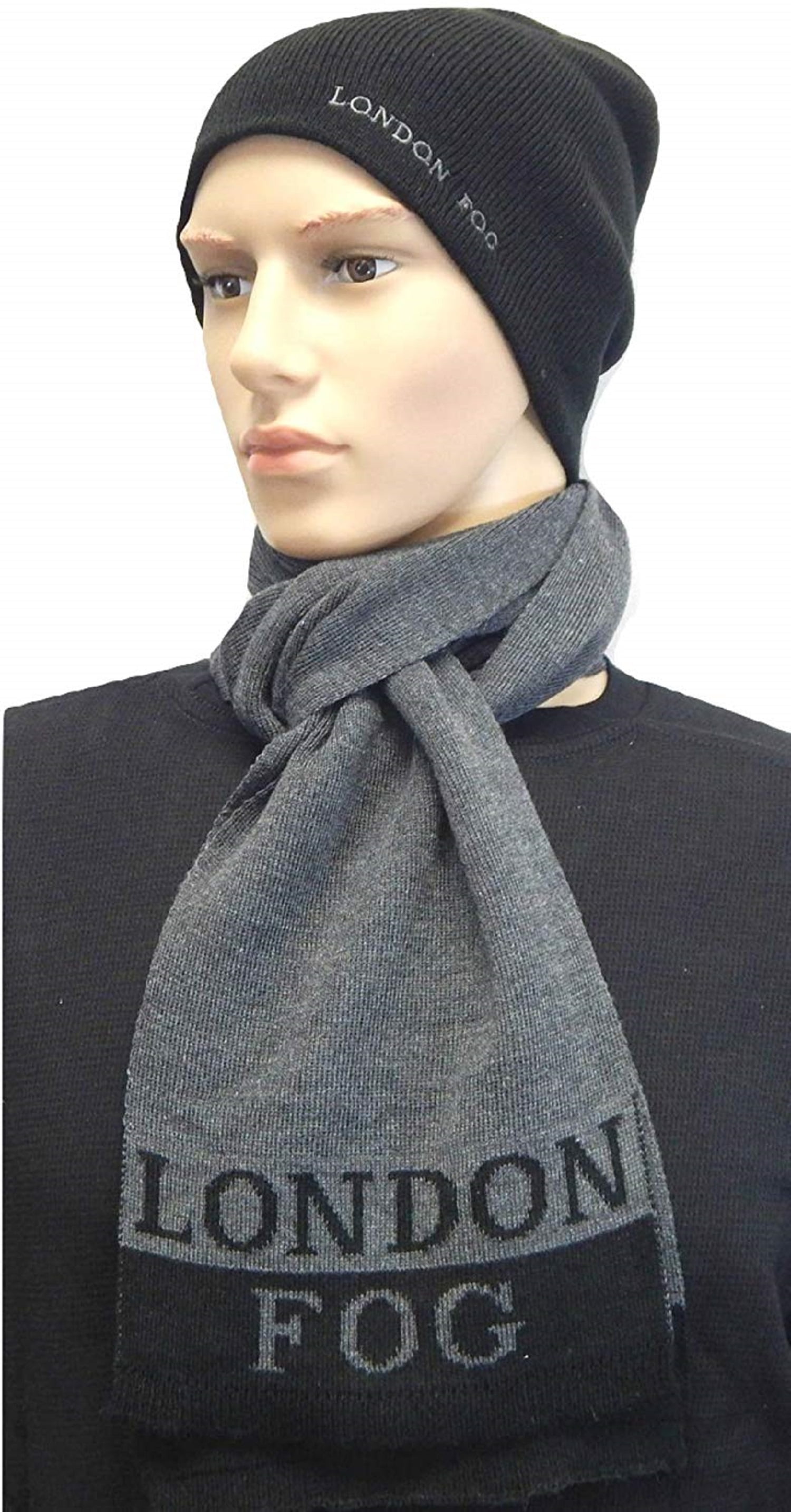London Fog Winter Beanie Hat Skull Cap//Scarf Set