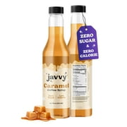 Javvy Coffee Syrup - Zero Sugar, Zero Calorie, Coffee Flavoring Syrup, Coffee Bar Accessories - Great for Flavoring All Types of Drinks  Caramel