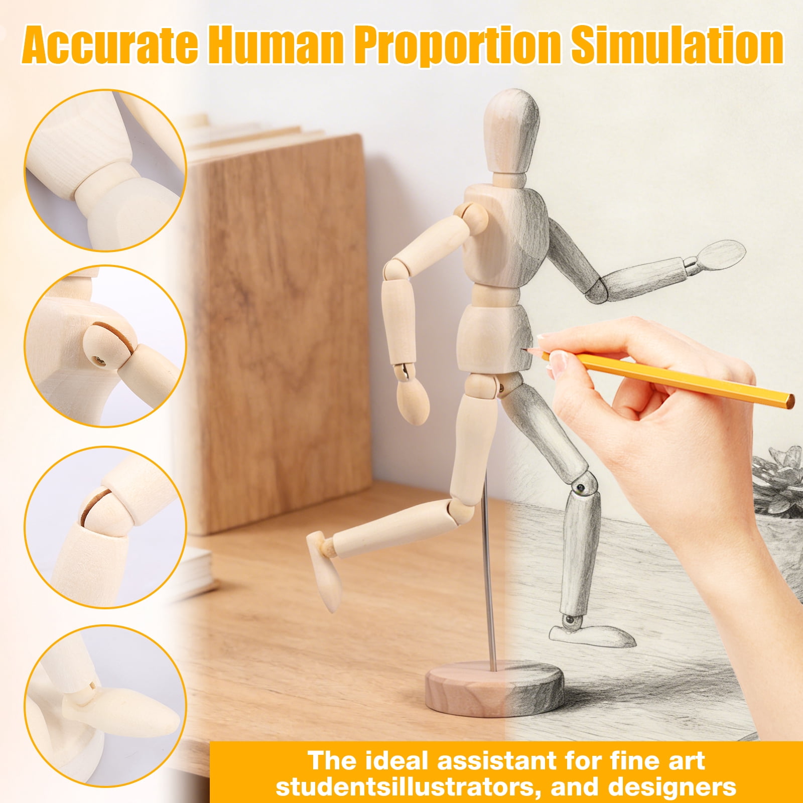 Austok 3Pcs 12 inch Artist Wooden Manikin Flexible Body Joints Human Figure Puppet Model Wood Male Mannequin Doll Ornament Stand for Home Office Desk Decoration Sketching Drawing Painting