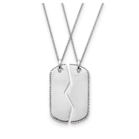 Primal Silver Sterling Silver Antiqued Military Dog Tag For Two 18-inch Necklaces