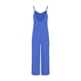 thumbnail image 3 of Ashirexll Womens Jumpsuit, Casual Jumpsuits for Women, Strap Jumpsuit Summer New Style Solid Color Pocket Casual Jumpsuit Female Blue S, 3 of 6