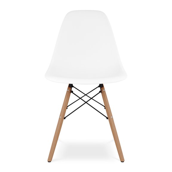Modholic Eiffel Chair With Wood Legs, White