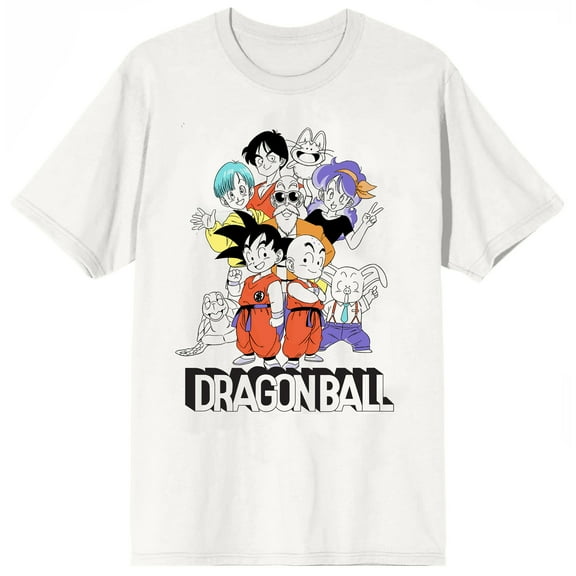 Dragon Ball Classic Group Image Crew Neck Short Sleeve Men's White T-shirt-Medium