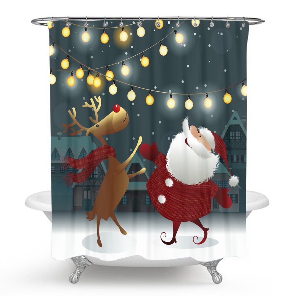 Christmas Shower Curtain Christmas Tree and Snowflake Fabric Shower Curtain, Winter Holiday Xmas