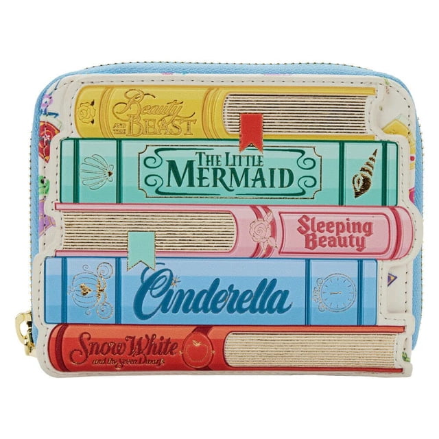 Billetera Loungefly con libros clásicos de princesas de Disney con cierre circular