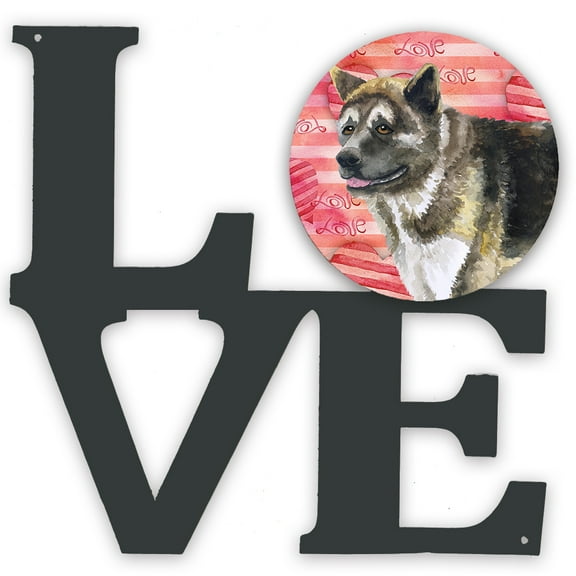 American Akita Love Metal Wall Artwork LOVE Red
