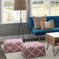 thumbnail image 2 of Cowan Contemporary Square Pouf in Magenta and Natural Handloom Woven, 2 of 9