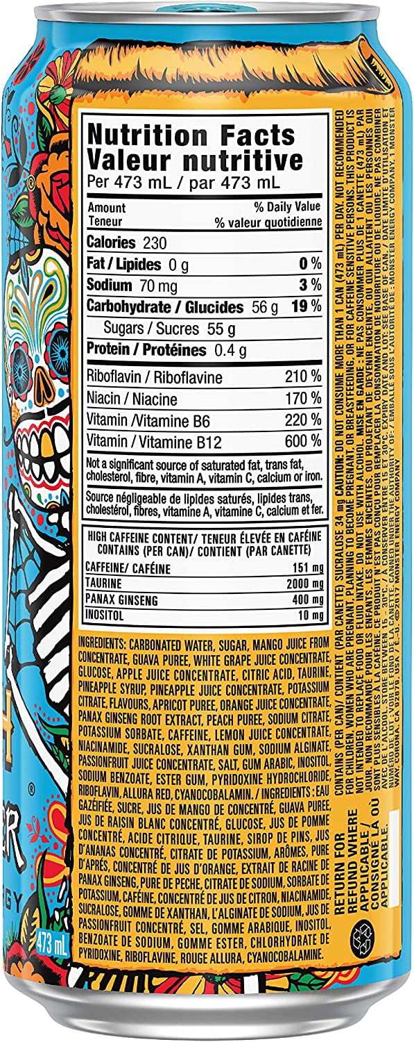 Monster Energy, Mango Loco, 473mL cans, Pack of 12