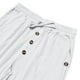 thumbnail image 5 of Pantalones largos para hombre, informales, de playa, de lino, de color liso, holgados, con cordón ajustable y bolsillos con botones, de poliéster., 5 of 8