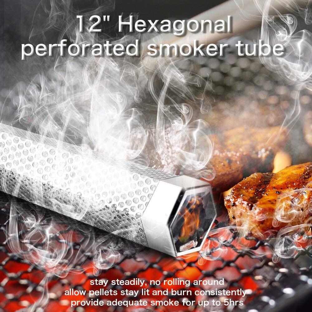 Lanney Pellet Smoker Tube, 12'' Stainless Steel Wood Pellet Smoke Tube for Gas Grill - image 3 of 8
