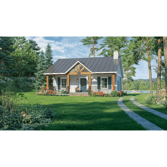 House Plan Gallery - HPG-872 - 872 sq ft -  1 Bedroom - 1.5 Bath Small House Plans - Single Story Printed Blueprints - Simple to Build (5 Printed Sets)