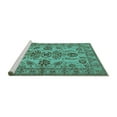 thumbnail image 2 of Ahgly Company Machine Washable Indoor Rectangle Oriental Turquoise Blue Industrial Area Rugs, 2' x 3', 2 of 4