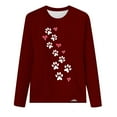 thumbnail image 4 of hxobax Cute Heart Paw Shirts for Women Fall Long Sleeve Top Casual Crewneck Pullover Tunic Tee Shirt, 4 of 5