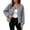 Gray, variant on Women's Wool Blend Zip-Up Casual Jacket Ghalytn Round Neck Cropped Long Sleeve Loose Outerwear with Pockets