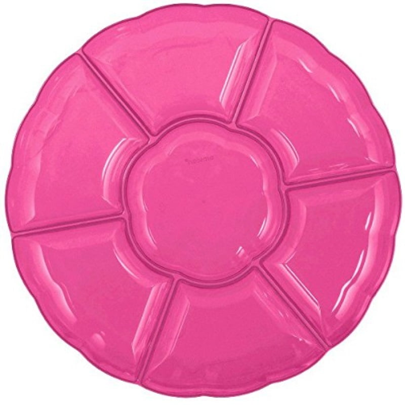 amscan girls lovely scalloped round plastic party compartment chip