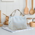 thumbnail image 5 of Ikeay Lunch Bag, Portable Stripe Bag Picnic Thermal Case Lunch Cold Canvas Carry Insulated Lunch Bag, Bento Packet, 5 of 5