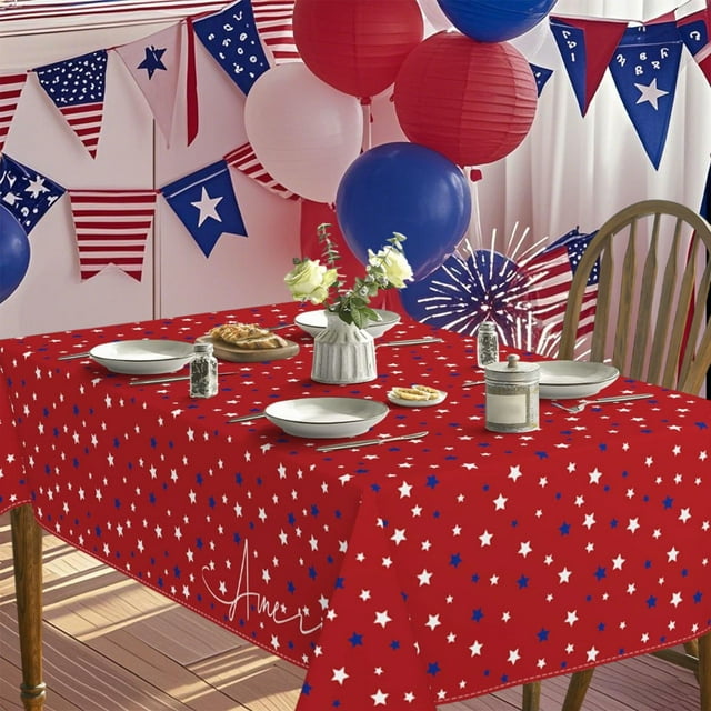 Kbndieu Polyester Tablecloth Independence Day Table Runner Independence Day Party Tablecloth Suitable for Holiday Decoration Kitchen Table Cloth Living Room Fireplace Cabinet Table Cloth Home Decor