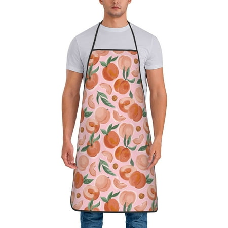 

Naloa 1Pack Adjustable Bib Apron Waterdrop Resistant Cooking Kitchen Aprons for Women Men Chef Painting Peach Print