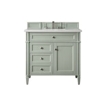James Martin Vanities 36" Single Vanity, Sage Green w/ 3 CM White Zeus Quartz Top