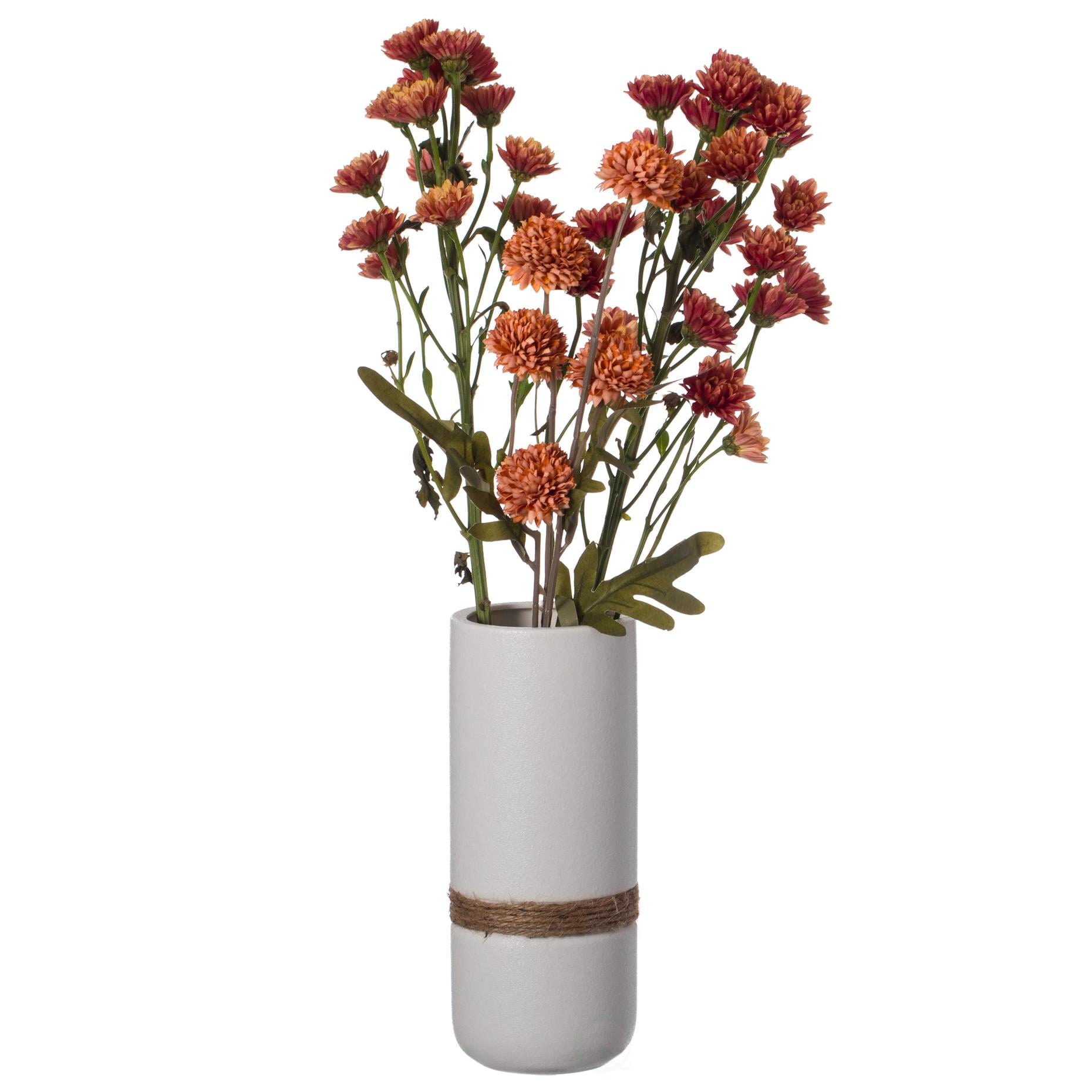 cuisine Month directory Decorative Modern Ceramic Cylinder Shape Table Vase Flower Holder with Rope  - Walmart.com