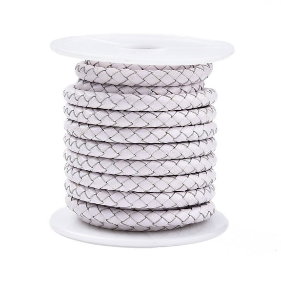 Cowhide Leather Cord Leather Rope String for Bracelets with Cotton Thread inside White 3mm about 8.74 yards(8m)/roll