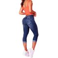thumbnail image 5 of Pantalones vaqueros recortados para mujer, informales, de verano, con dobladillo rasgado, tiro medio, azul zafiro XS, 5 of 5