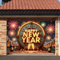 thumbnail image 5 of Clock-themed Happy New Year Banner Golden Lighted New Year Display Firework Decor Vintage  Festive Backdrop for New Year Party Holiday Celebration Eve Gathering, 5 of 8