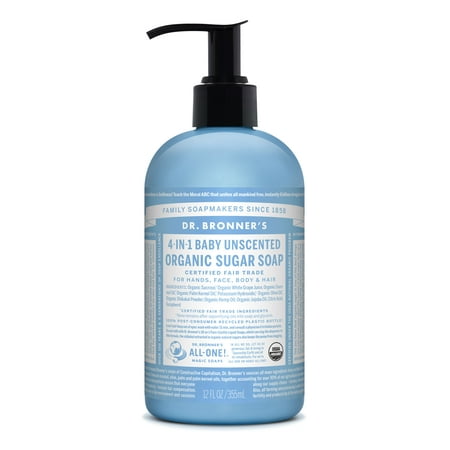Dr. Bronner's Baby-Unscented Sugar Pump Soap - 12 (Best Natural Soap For Face)