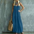 thumbnail image 6 of ClodeEU Women's V Neck Spaghetti Strap Tiered Maxi Dress,Boho Beach Vacation Swing Dress Navy,Women's Plus XXL, 6 of 6