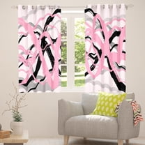 Manfei Greometric Stripe Lines Blackout Curtains,Modern Abstract Art Curtains Pack of 2 (38x45 Each),Pink Black Striped Window Curtains For Gitls Teens,Breathable Home Decor