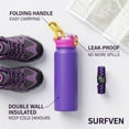 thumbnail image 4 of SURFVEN 40 oz Vacuum Insulated Stainless Steel Water Bottle with 3-in-1 Lid, Purple, 4 of 7