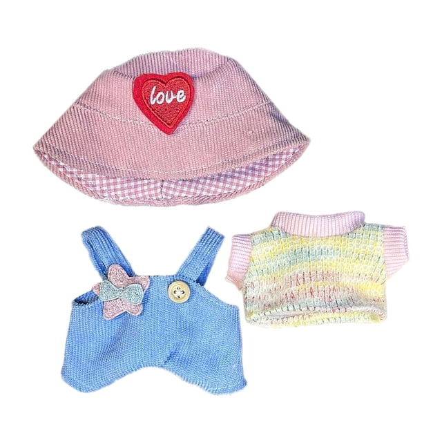 Conjunto de muñeca Rainbow Camiseta blanca + vaqueros Ropa para bebés Conjunto de ropa para muñecas de tela Accesorios desmontables Conjunto de tres piezas Ropa para bebés de 10 cm
