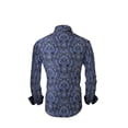 thumbnail image 2 of Mens PREMIERE Long Sleeve Button Down Dress Shirt NAVY BLUE Paisley Print, 2 of 3