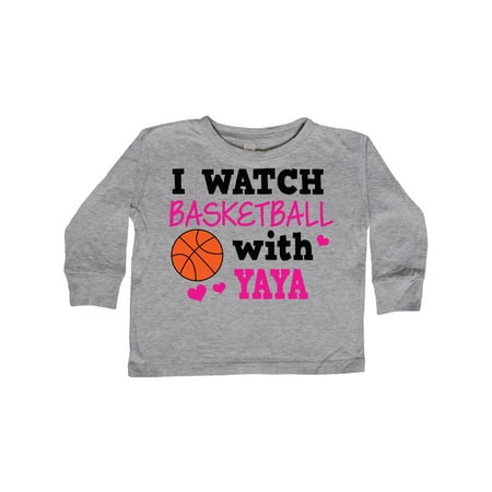 

Inktastic I Watch Basketball with Yaya Gift Toddler Toddler Girl Long Sleeve T-Shirt