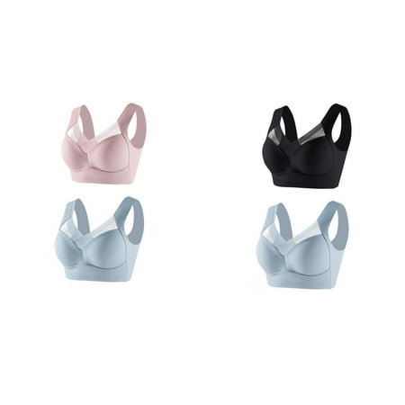 (2-Pack) Kcodviy 2Pc Women s Large Strapless Womens Bras Push Up Front Closure Lace Tank Top Underwear Women Bra Thin Side Fold Side Women Bra Pack Gather Adjustable Bra