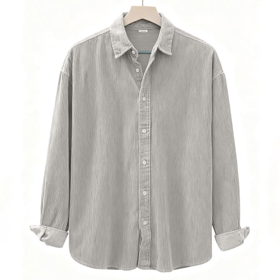 Lmnyox Men's Corduroy Jackets Long Sleeve Button Down Lapel Shirts Fall Vintage Casual Office Work Coats