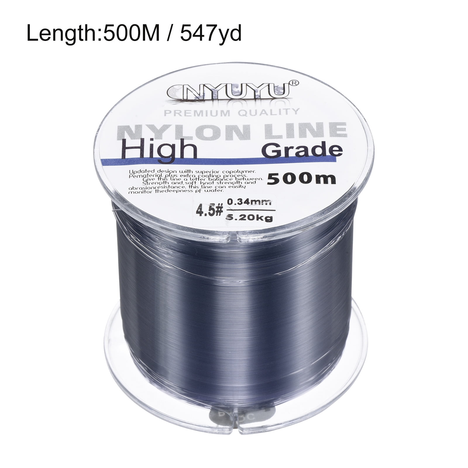 Uxcell 547Yard 12Lb Fluorocarbon Coated Monofilament Nylon Fishing Line Grey