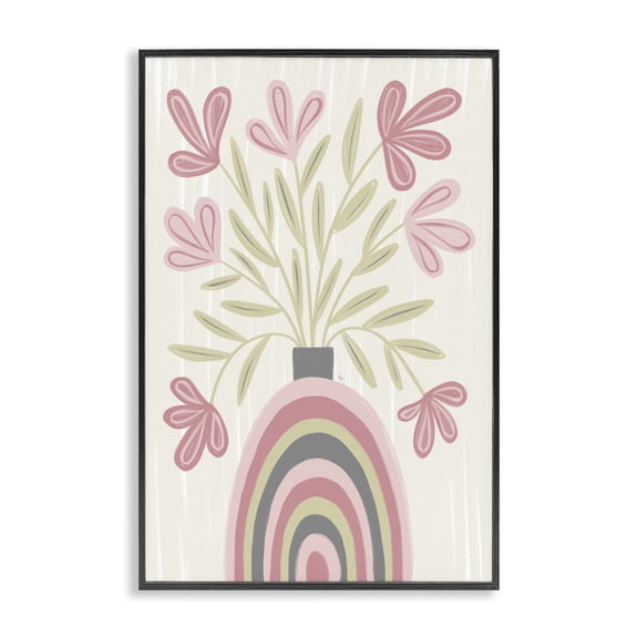 Stupell Industries Bohemian Pastel Arched Flower Vase Black Framed Giclee Art, 12 x 18, by Martina Pavlova