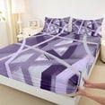 thumbnail image 3 of Castle Fairy Purple Lines Queen Sheet Sets for Boys Girls,Minimalist Stripes Bed Set, 3 of 7