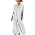thumbnail image 3 of Taqqpue Maxi Dress for Women Short Sleeve Crew Neck Layered Ruffle Boho Casual Flowy Long Dresses Solid Color T Shirt Dress Beach Vacation A Line Sundress for Women, 3 of 10