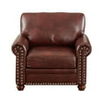 thumbnail image 5 of PU Leather Single Sofa Chair, Comfy Upholstered Reading Accent Chair with Nails Decoration and Wooden Legs, Armchair for Living Room, Bedroom, Burgundy, 5 of 6