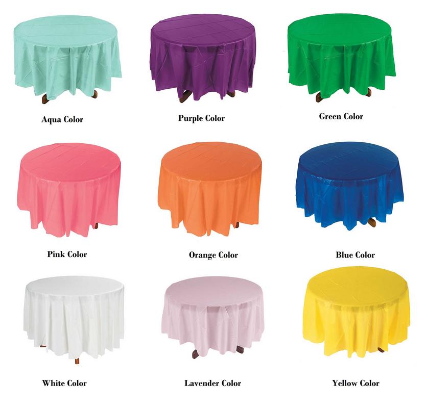 12 Piece Plastic Disposable Tablecloth 84 Inch Round Table Cover