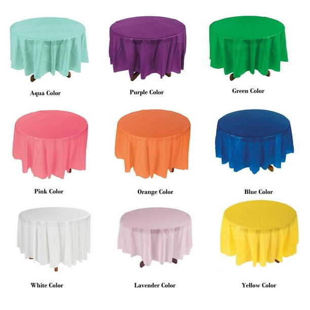 12 Piece Plastic Disposable Tablecloth 84 Inch Round Table Cover