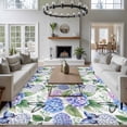 thumbnail image 4 of Area Rug 60×96in, Pastoral Blue Purple Hydrangea Floor Carpet Living Room Rug, Spring Flower Leaf Butterfly Non-Slip Welcome Mat Indoor Rugs for Bedroom Dining Room, 4 of 9