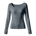 thumbnail image 6 of NominalSnug Womens Fleece Lined Thermal Tops Crewneck Long Sleeve Shirts Stretchy Slim Fit Winter Warm Base Layer With Thumb Hole, 6 of 8