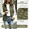 thumbnail image 3 of Womens Puffer Vest Lightweight Zipper Cropped Vest Jackets Sleeveless Stand Collar Winter down Jacket Packable Outdoor Travel Outerwears, 3 of 9