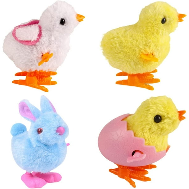2 Juguetes De Cuerda Pollito Saltarín - Peluche Amarillo, Para Pascua, Regalos Infantiles, Caza De Huevos